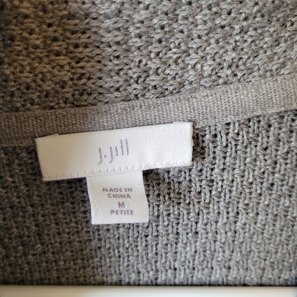 J. JILL fringed wrap knitted midi cardigan tie waist sweater, MP - Picture 2 of 6